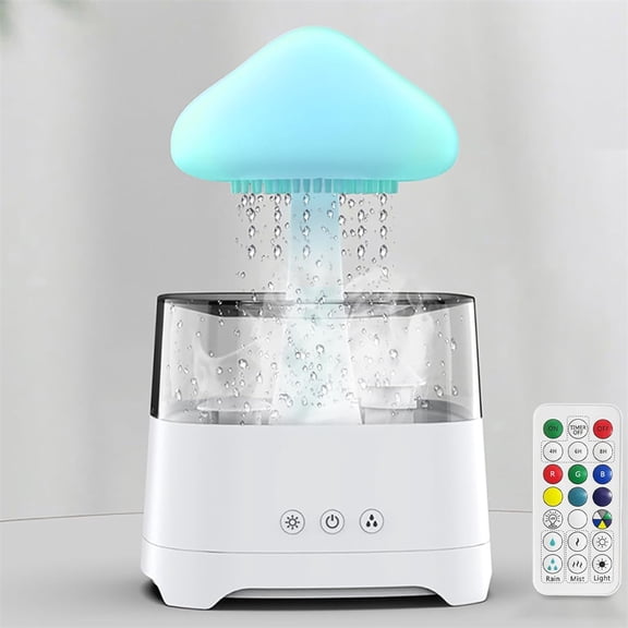 Rain Cloud Led Humidifiers, 450 ml Essential Oil Diffuser With Remote, 7 Color-Changing LED Night Lights, 3 Rain and Mist Modes, Continuous Use for 20 Hours, 4/6/8-Hour Timing