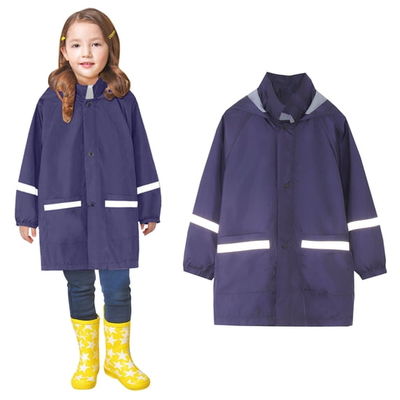 Rain Coat Kids Light Waterproof Boys Rain Jacket Reusable Kids Ponchos with Hood Travel Rain Poncho 8-9 Years