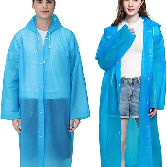 Rain Coat Poncho for Adult,2 Pack Women Men Reusable Raincoats Emergency with Hood and Drawstring