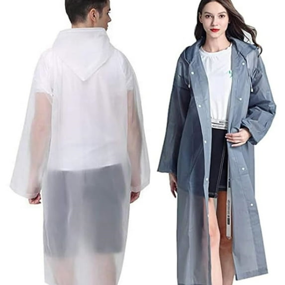 Rain Coat Poncho for Adult,2 Pack Women Men Reusable Raincoats Emergency with Hood and Drawstring