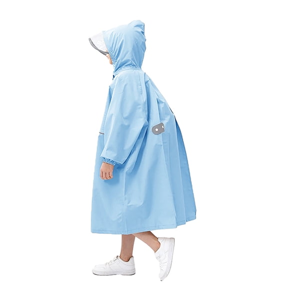 Rain Coat Toddler Hooded Long Raincoats 1 Piece Loose Fit Student Cycling to School Outdoor Clothing for Boys and Girls Sky Blue 4XL