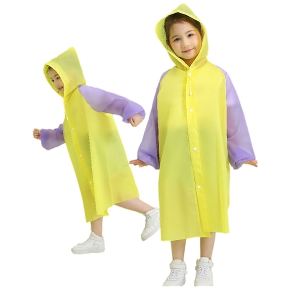 Rain Coat Toddler Winderproof Rain Jacket Buttons Kids Raincoats Outdoor School Poncho for Boys Girls Summer Clothes Purple 5-12 Years