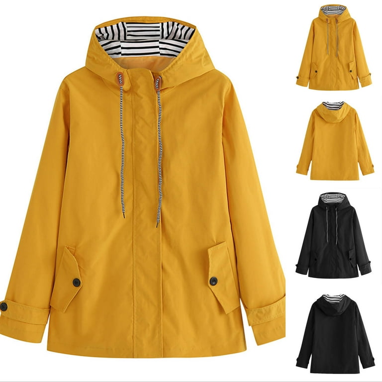 FAKKDUK Rain Coat for Women Waterproof with Hood Lightweight Raincoat for Hiking Outdoor Windbreaker with Pockets Athletic Jacket Women Rain Jacket