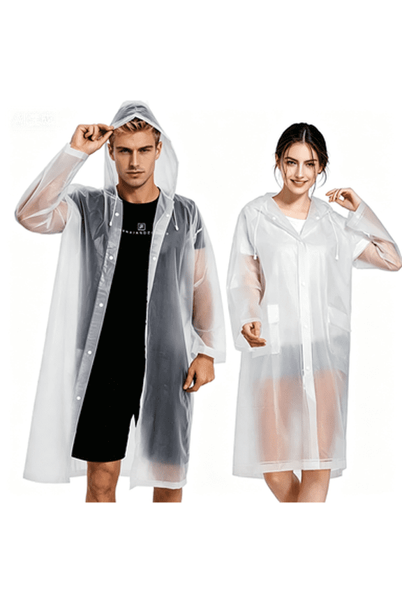 Rain Coats (4 Pack) – Reusable EVA Rain Ponchos for Adults, Rain Jackets for Men Women with Hood, Lightweight Waterproof Rain Gear
