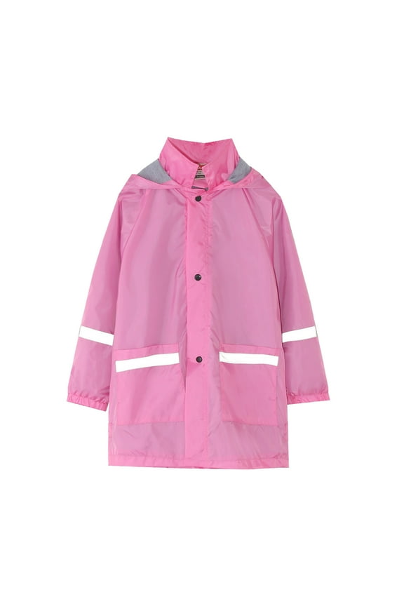 Rain Coats For Girls Boys Children Button Rain Jacket Hooded Windproof Kids Long Sleeve Hoodie Trench Rain Coat 6 Years-7 Years