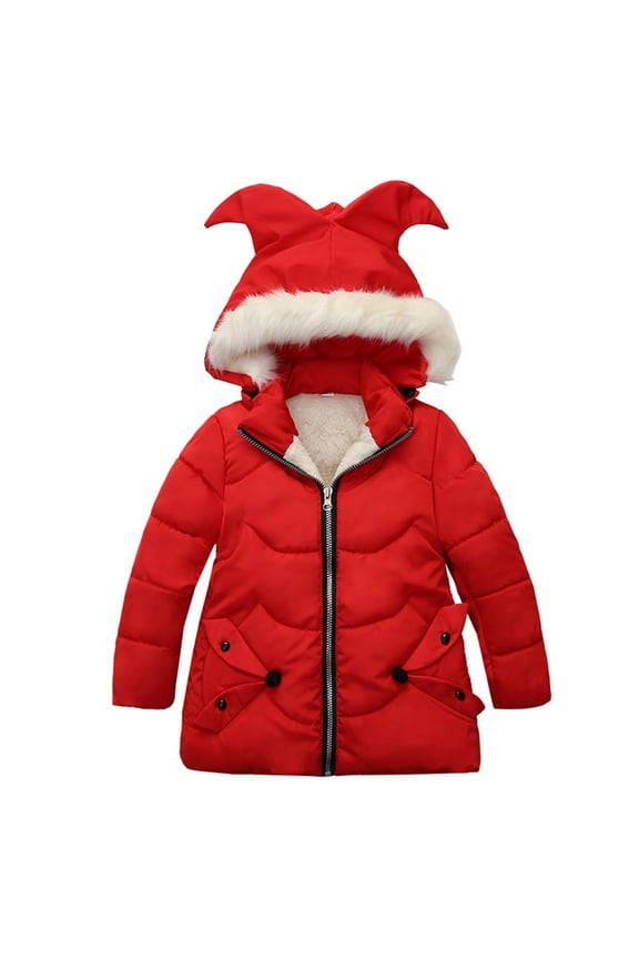 Rain Coats Girls Polka Dot Practical Jackets for Active Little Explorers Roomy Jackets with Drawstring Hoods for Children Loose Fit Jeans-Matching Casual Jackets Red, 100