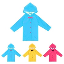 Rain Coats Kids Hooded Button Down Long Jacket Bow Rainwear Raincoat Lightweight Blue Rain Ponchos 5-6 Years