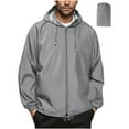 thumbnail image 1 of Rain Coats for Men Packable Waterproof Zip Up Lightweight Hiking Jackets Drawstring Hooded Activewear Rain Jackets Solid Color Loose Warm Casual Outerwear Coats with Pockets, 1 of 8