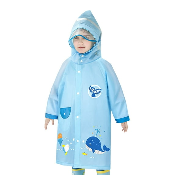 Rain Coats Toddler Children'S Raincoat Kindergarten Primary School Student Dinosaur Rain Gear Blue1 Rain Poncho 5-10 Years