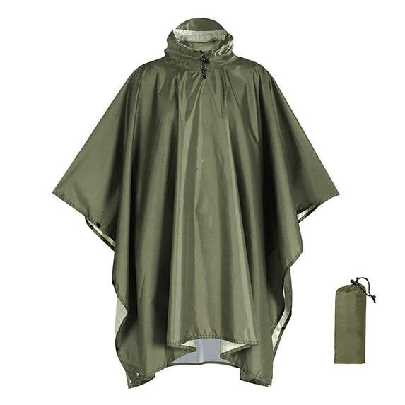 Rain Coats Women and Men Pullover Pocket Rain Jacket Coat with Hoodie Water Proof for Adults Green Panchos Rain One Size