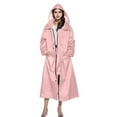 thumbnail image 1 of Rain Coats Womens with Hood Lightweight Windbreaker Zip Drawstring Raincoat with Pockets Pink Panchos Rain L, 1 of 7