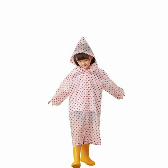 Rain Coats for Boys Girls Hooded Cartoon Long Wave Point Eva Buttoned Thick Poncho Waterproof Kids Rainwear
