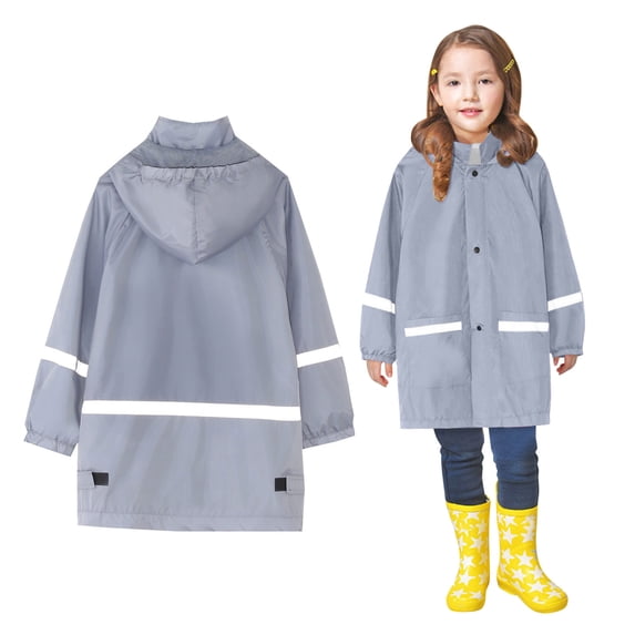 Rain Coats for Girls Waterproof Boys Rain Jacket Reusable Kids Ponchos with Hood Girls Raincoat Size 4-5 Years