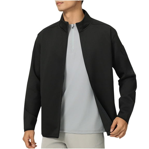 Rain Coats for Men Solid Color Design Zipper Pocket Sports Long Sleeved Hooded Casual Jacket Up to 65% Off