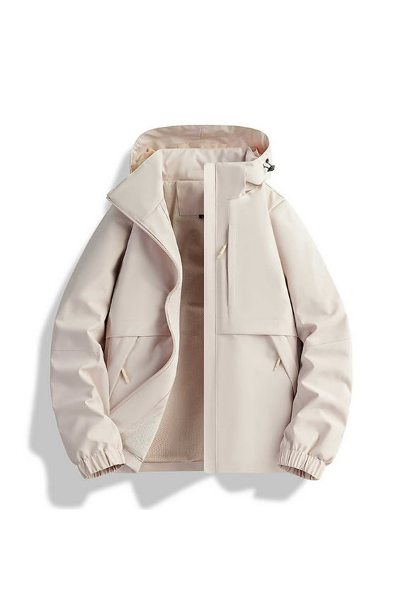 Rain Coats for Women Loose Solid Color Waterproof Single Layer Outdoor Mountaineering Clothing Long Sleeve Hooded Rushing Jacket Top Jacket