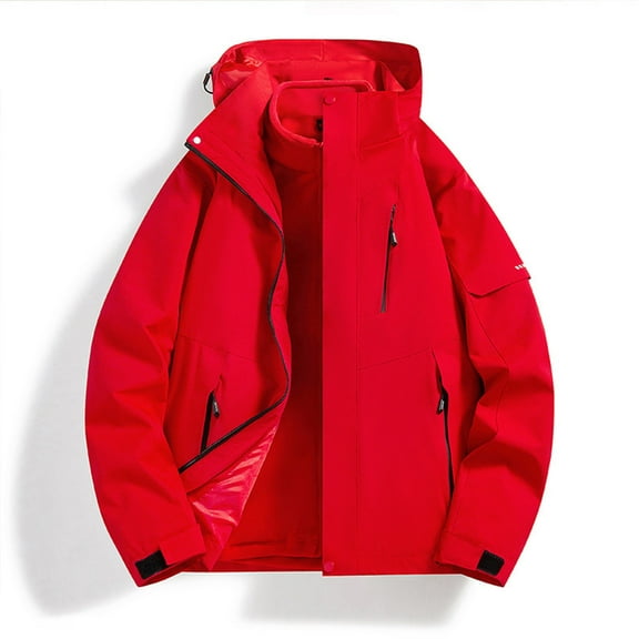 Rain Coats for Women Loose Solid Colour Waterproof Outdoor Hiking Clothing Detachable Two-Piece Long Sleeve Hooded Rushing Jacket Tops