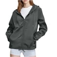 thumbnail image 1 of Rain Coats for Women Waterproof Lightweight Hiking Windbreaker Zipper Windproof Rain Outdoor Jacket with Hood Dark Gray XL, 1 of 9