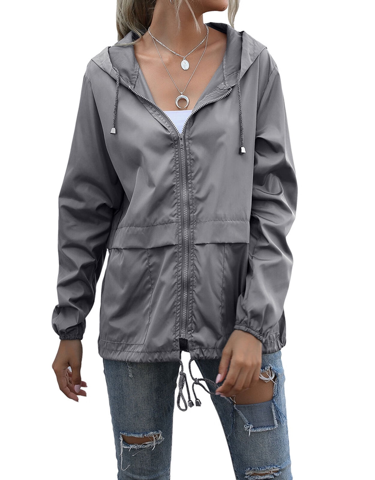 Rain Coats for Women Waterproof Lightweight Rain Jackets Windbreaker Packable Outdoor Hiking
