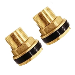 Rain Collection Bulkhead Fitting Brass 1/2 Inch Female x 3/4 Inch Male , 2 Pack Outlet Adapter with Sealing Gaske