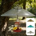 thumbnail image 1 of Rain Cover For Outdoor Hanging Bird Feeder | Weatherproof Plastic Shield, Sun & Snow Proof, Clear Striped Design with Metal Hook | Fits Small Feeders, 25cm Diameter, Easy Install, Durable Winter, 1 of 7