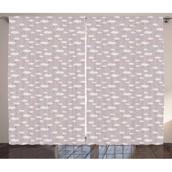 Ambesonne Rain Curtains 2 Panel Set, Colorful Tiny Droplets, 108" x 108", Multicolor