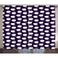 thumbnail image 1 of Ambesonne Rain Curtains 2 Panel Set, Raining Cumulus Clouds, 108" x 108", Dark Purple and White, 1 of 3