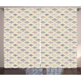 thumbnail image 1 of Rain Curtains 2 Panels Set, Minimalist Design of Elemental Cloud Figures Vertical Striped and Checkered Design, Window Drapes for Living Room Bedroom, 108W X 90L Inches, Multicolor, by Ambesonne, 1 of 3
