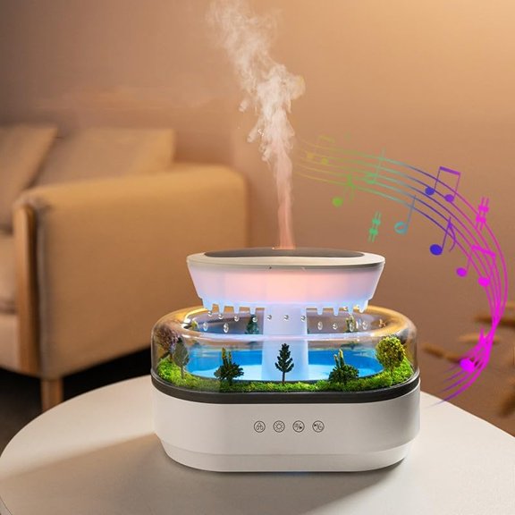 Rain Diffuser 250ML Essential Oil Diffuser, Cloud Humidifier Rain Water Drip Humidifier with Drip Music Micro Landscape Ultrasonic Diffuser for Bedroom