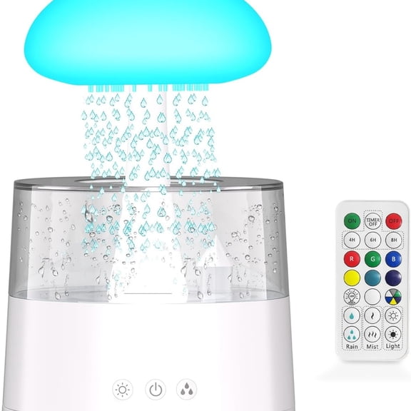 Rain Diffuser Cloud Humidifier 450ML Diffuser Water Drip Waterfall Lamp Mushroom Humidifier (Size: 6.54''x10.5'')