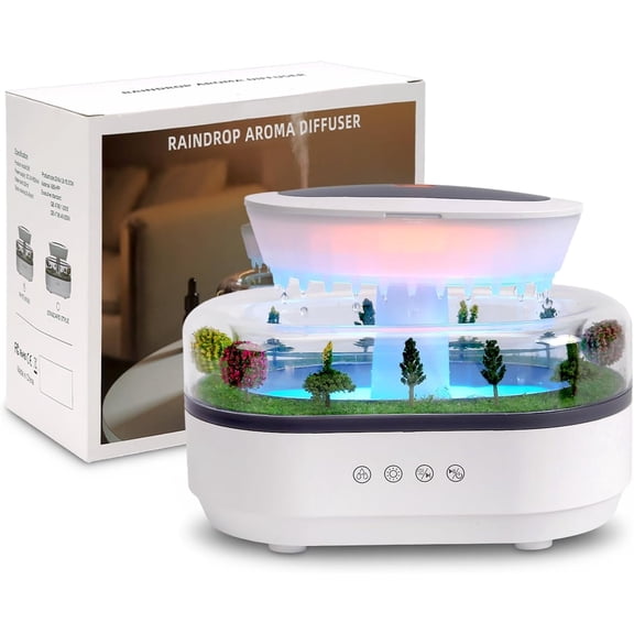 Rain Diffuser, Cloud Rain Humidifier Water Drip, 7 Colors Rainfall Humidifier with Rain Sounds, 250ml Raindrop Essential Oil Aromatherapy Diffuser for Bedroom, Office, Silent Rain Lamp, Timing, Auto