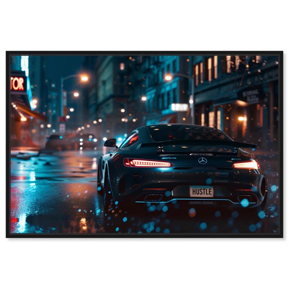 Rain Down Car Canvas Luxe Car Art by Art Remedy, Black Frame, 54" x 36"