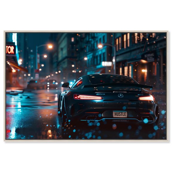 Rain Down Car Canvas Luxe Car Art by Art Remedy, Silver Frame, 36" x 24"