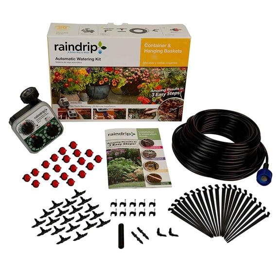 Rain Drip Auto Container& Hanging Basket Kit With Timer