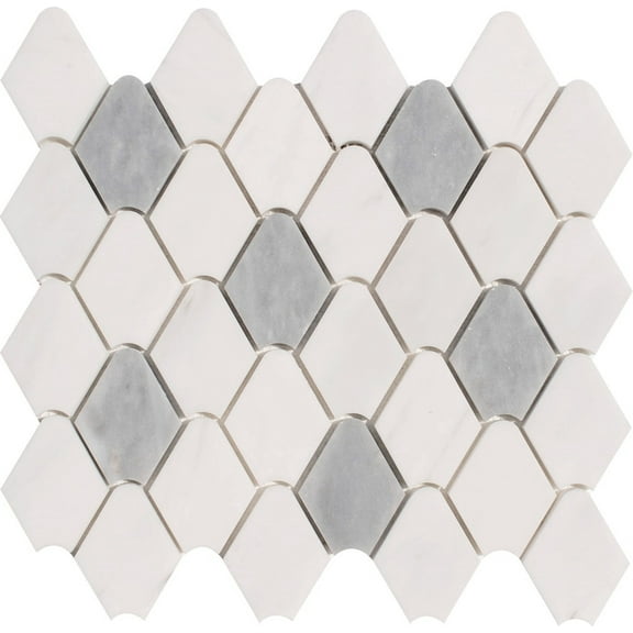 Rain Drop Dolomit & Tahoe Honed Marble Waterjet Mosaic Tile