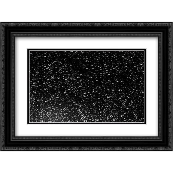 Rain Drops III 2x Matted 24x18 Black Ornate Framed Art Print by Millet, Karyn