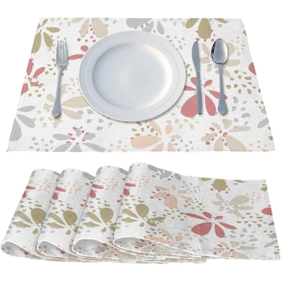 Rain Drops Placemats Set of 4 Heat Resistant Place Mats 12"x18" Washable Table Mats Set Non-Slip Linen Table Placemat Kitchen Dining Table Runners for Tabletop Decoration