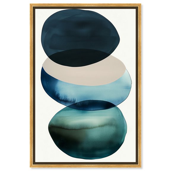 Rain Drops Zoom Canvas Midcentury Abstract Wall Art by Art Remedy, Gold Frame, 10" x 15"