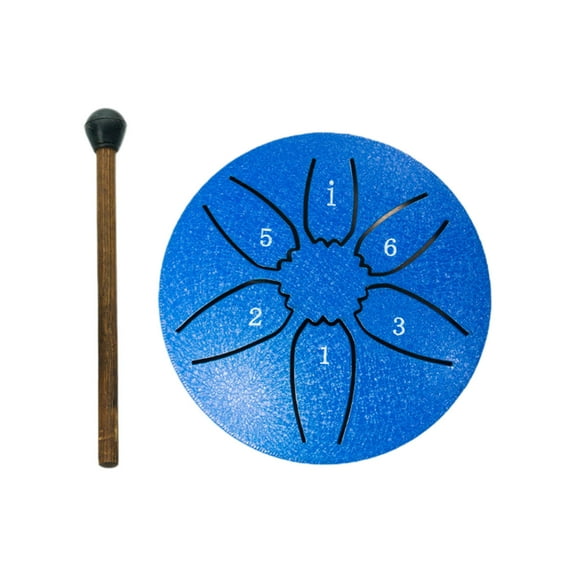 Rain Drum For Outside 3 Inch 6 Notes Mini Steel Tongue Drums for Yoga Education Gifts, Musical Rain Drum with Mallets (Blue)