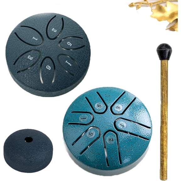 Rain Drum For Outside, Buddha Stones Mini Steel Tongue Drum, Mini Handpan Drum 3 Inch Sound Healing Drum Kit, 6 Note Worry Free Drum Handpan Drum