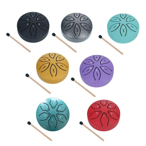 Mini 3-inch 6-Tone Steel Tongue Drum - Portable, Easy to Play, Perfect for Beginners and Outdoor Performances