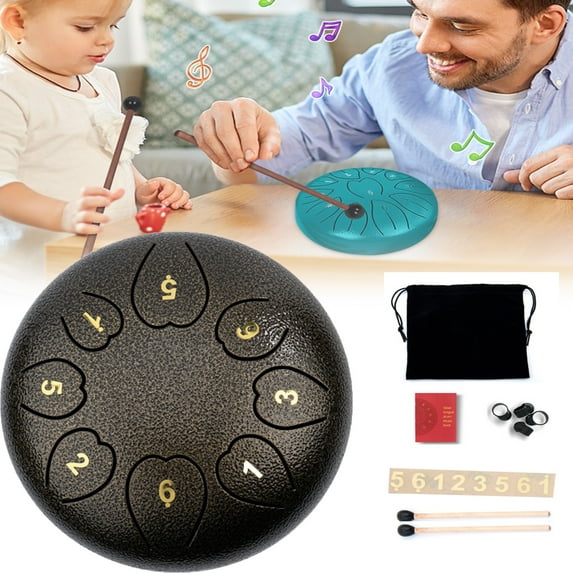 Rain Drum for Outside Garden, Steel Tongue Drum 6 Inches 8 Notes, Rain Chime Rain Drum for Outside, Steel Tongue Drum Rain Chime Waterproof, Steel Tongue Drum, Mini Handpan Drum