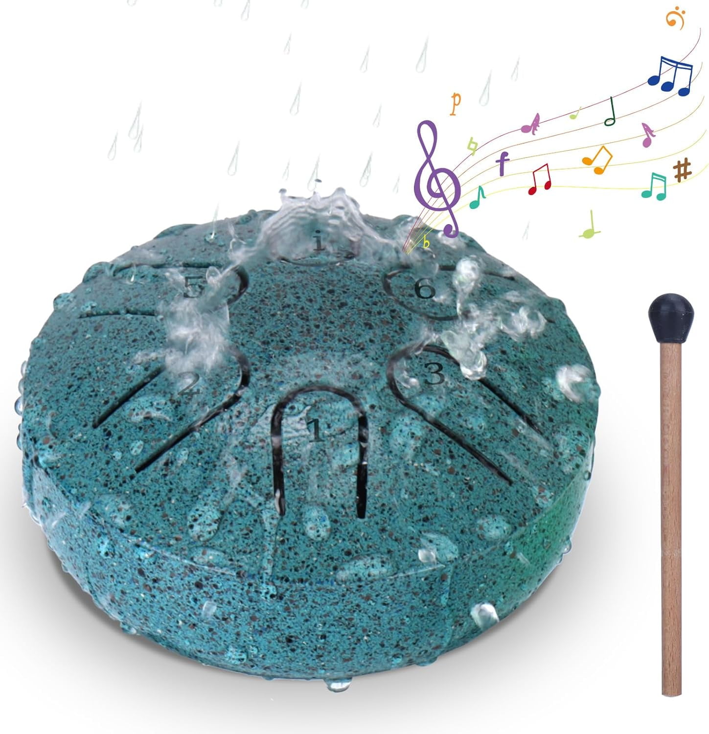 Rain Drum for Outside Garden - Upgraded Non Waterlogging Rain Drums for Outside when It Rains, 3 Inches 6 Notes Steel Tongue Drum Rain Chime, Mini Outdoor Rain Drum Instrument(Malachite) Malachite 3