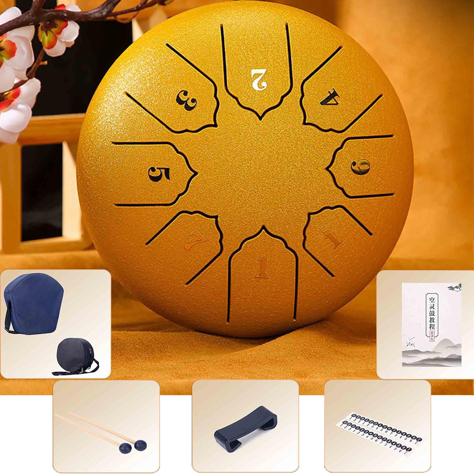 Rain Drum For Outside, Steel Tongue Drum 6 Inch 8 Notes, Rain Drum Instrument For Outside, Worry Free Drum Handpan Drum Mini, for Kids Adults Education Entertainment Meditation Yoga Zen Gifts