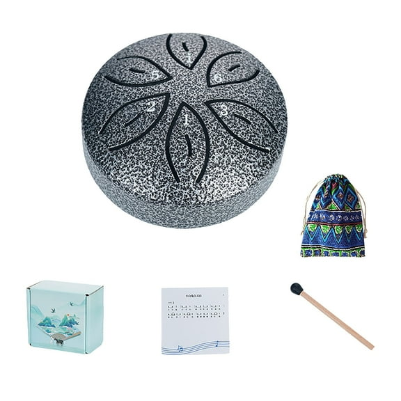 Rain Drum for Outside Garden, 3 Inch 6 Tone Mini Steel Tongue Drum Handpan Drum with Drumsticks Gifts Adults