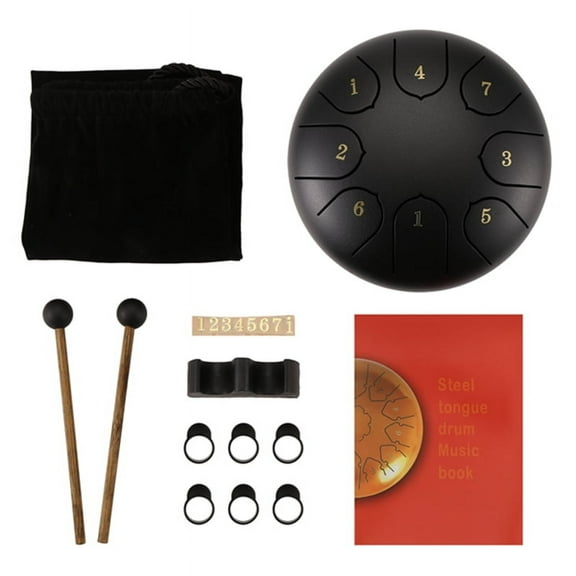 Rain Drum for Outside Garden,6 Inch 8 Notes Chakra Drum(Black)