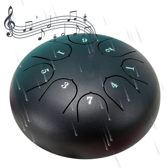 Rain Drum for Outside Garden Drum Rain Chime Waterproof Rain Drum for Garden Instrument 6 Inches 8 Notes Black