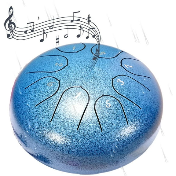 Rain Drum for Outside Garden Drum Rain Chime Waterproof Rain Drum for Garden Instrument 6 Inches 8 Notes Blue