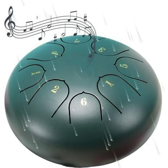 Rain Drum for Outside Garden Drum Rain Chime Waterproof Rain Drum for Garden Instrument 6 Inches 8 Notes Green