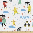 thumbnail image 1 of Ambesonne Rain Fabric by the Yard Upholstery, Couple Under Umbrella Park, 1 Yard, White Multicolor, 1 of 5