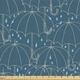 thumbnail image 1 of Ambesonne Rain Fabric by the Yard Upholstery, Doodle Contour Umbrellas, 10 Yards, Dark Teal White and Blue, 1 of 4